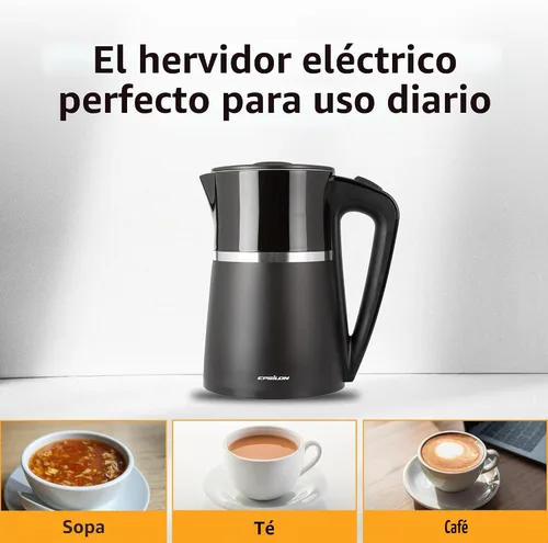 Vista 5 de Hervidor eléctrico Epsilon 1100W - 1.7L, tetera eléctrica con protección contra secado y apagado automático, tetera eléctrica de hervido rápido