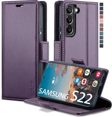 Vista 27 de Funda tipo cartera para Samsung Galaxy S22 5G con bloqueo RFID, color negro