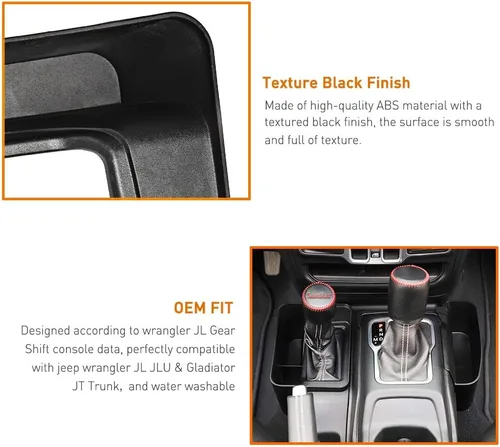 Vista 6 de Savadicar JL GearTray - Caja de almacenamiento lateral para consola de cambios de transmisión automática, bandeja organizadora lateral para Jeep