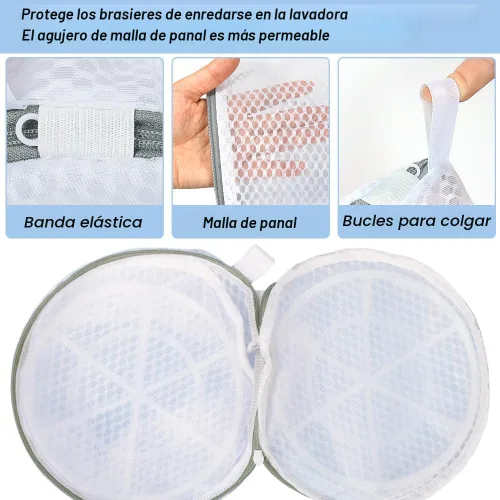 Vista 3 de Vivifying - 2 bolsas de malla en forma de panal para sujetadores, para lavandería, lavadora, lencería, prendas delicadas, calcetines y ropa de bebé