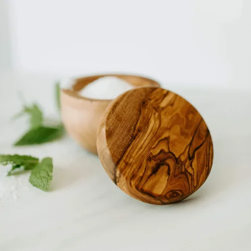 Vista 3 de Tramanto - Tarro de sal y especias de madera de olivo (3.5 pulgadas)
