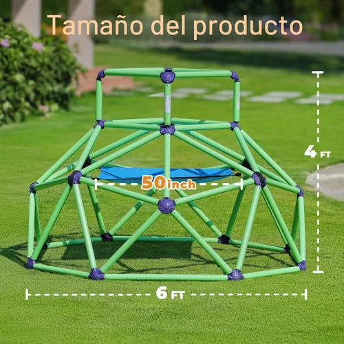 Vista 8 de Zupapa Monkey Bars Cúpula de Escalada con Hamaca - Gimnasio de la Jungla Resistente y Portátil con Hamaca para Niños, Conjunto de Juegos de Patio