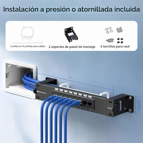 Vista 5 de [Listado UL] Cable Matters Mini Panel de conexión de 8 puertos con soporte