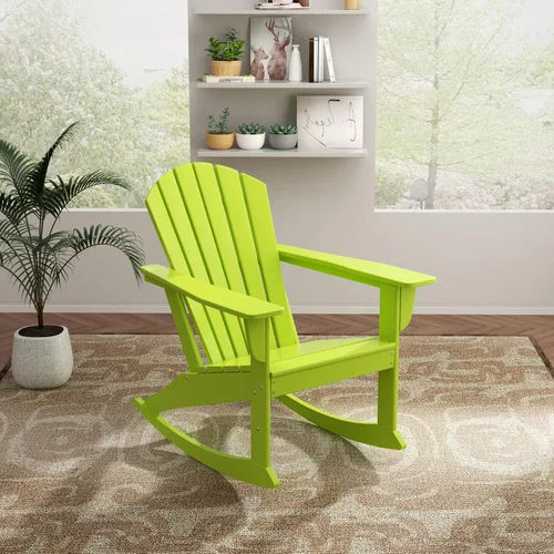Vista 43 de WO Home Furniture Silla Mecedora de Patio Moderna para Exteriores HDPE Resistente a UV y Clima (Negro)