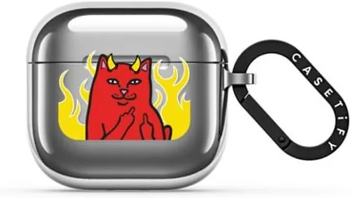 Vista 13 de CASETiFY Mirror AirPods Pro (1ª/2.ª generación) - Funda con anillo [Star Wars Colab] - Pegatinas de poder del lado oscuro, color plateado