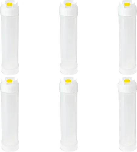 Vista 2 de San Jamar Ez Kleen - Botella de plástico para salsa con válvula mediana para salsas y aderezos estándar, 24 onzas, color blanco, (paquete de 6)
