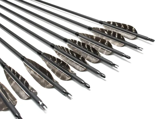 Vista 5 de 31Inch Carbon Arrow, Practice Hunting Arrows, Camo Turkey Feather Fletching, Arrows for Compound & Recurve Bow with Removable Tips Adjustable Nocks