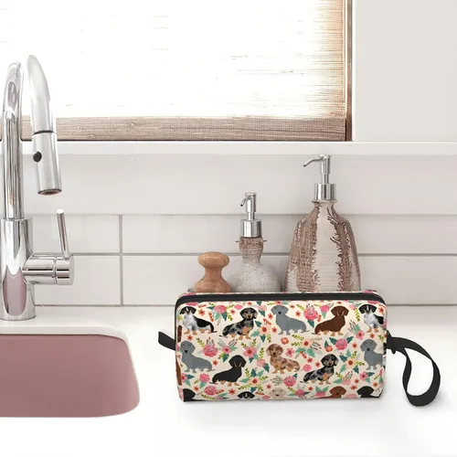 Vista 7 de YISHOW Divertida bolsa de maquillaje adorable bolsa de cosméticos de viaje, estuche organizador de artículos de tocador, regalo para mujeres