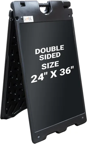 Vista 8 de Jumbl Letrero sándwich con marco en A para exteriores, superficie de visualización de 24 x 36 pulgadas, con protector de letrero de PVC y agujeros