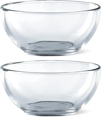 Vista 2 de Red Pomegranate Element - Juego de 2 cuencos de vidrio para sopa/ensalada/postre/aperitivos, 6 pulgadas
