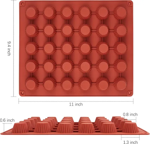 Vista 2 de JOERSH Molde de silicona para taza de mantequilla de maní de 30 cavidades, tamaño de mordida para bombas de grasa Keto, chocolate oscuro