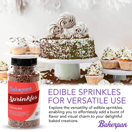 Vista 4 de Bakerpan Gránulos Jimmies azules y blancos - 4.3 onzas de gránulos para decorar pasteles - Gránulos azules comestibles para magdalenas, helados