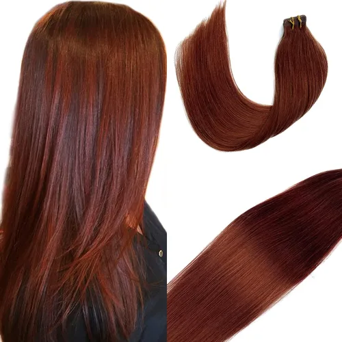 Vista 15 de Ubetta Extensiones de cabello humano real con cinta, 20 piezas de doble cara con trama de piel, extensiones de cabello Remy invisible, con cinta