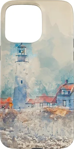 Vista 28 de iPhone 16 Artistic Lighthouse Painting Case