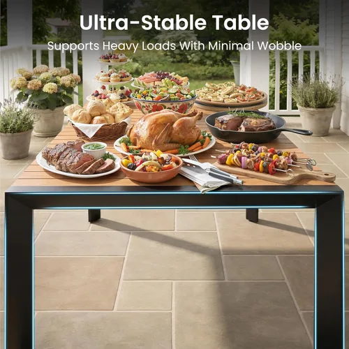 Vista 7 de Crestlive Products Juego de comedor de patio de 9 piezas, mesa de aluminio de 83 pulgadas para exteriores con 8 sillas reclinables, respaldo