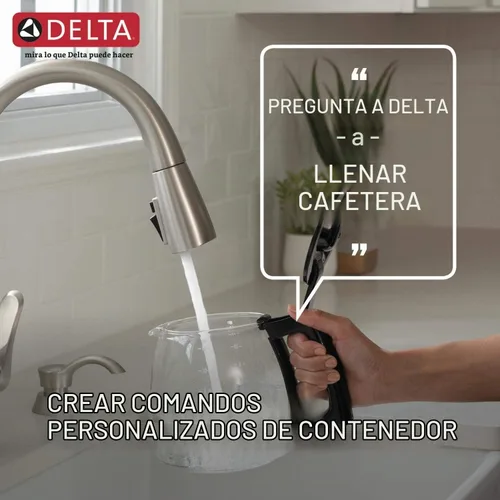 Vista 4 de Delta 9113TV-AR-DST Essa - Grifo de cocina, VoiceIQ, acero inoxidable ártico