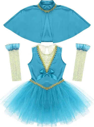 Vista 6 de Moggemol Disfraz de maestro de anillo de circo para niñas vestido tutú capa y pulsera para Halloween fiesta de cosplay