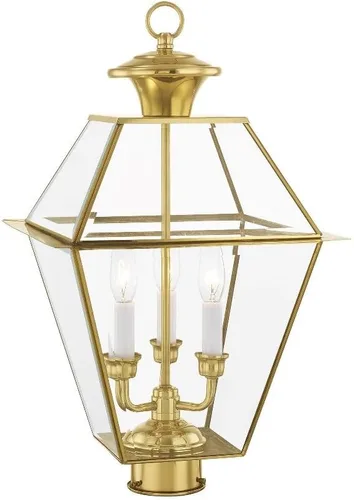Vista 5 de Livex Lighting 2384-91 - Farol transitorio de tres luces post-top de Westover Collection en Pwt, Nckl, B/S, Slvr. acabado, 12.00 pulgadas