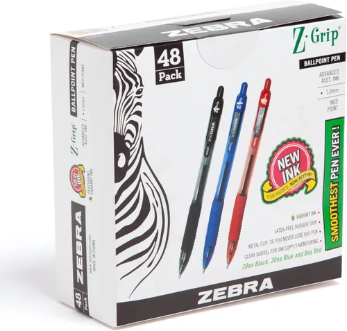 Vista 18 de Zebra Pen Z-Grip - Bolígrafo retráctil de punta media, 3/64 pulgadas, tinta negra, 12