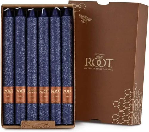Vista 28 de Root Candles Juego de velas sin perfume de mezcla de cera de abeja de alta calidad, 5 pulgadas, azul Williamsburg, 8 unidades Williamsburg Azul