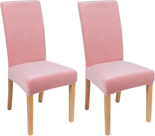Vista 53 de smiry - Fundas para sillas de comedor de terciopelo elástico y suave, extraíbles, Terciopelo, Beige