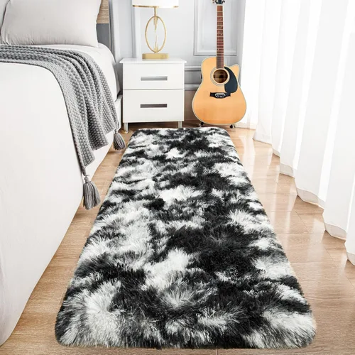 Vista 73 de Noahas Alfombras de Área Grandes y Esponjosas de 5x8 pies para Sala de Estar y Dormitorio, Alfombra Gruesa de Pelo Largo Beige y Blanca, Alfombra