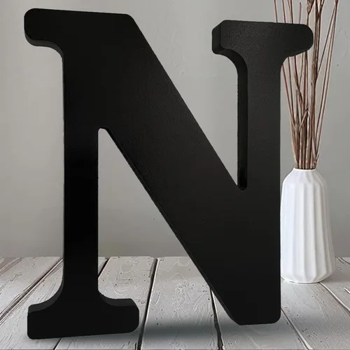 Vista 21 de AOCEAN Letras de madera negra de 10 pulgadas, letras de madera sin terminar para Halloween, letras decorativas de pie, rebanadas, decoración