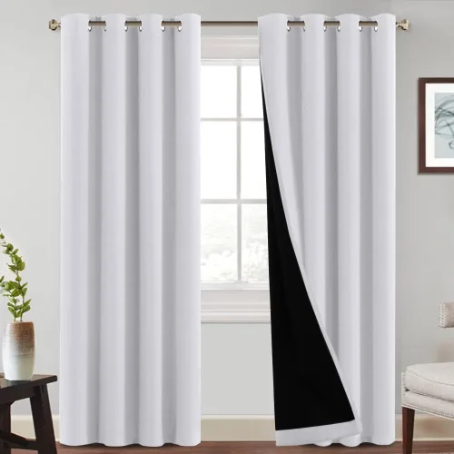 Vista 12 de PrinceDeco Cortinas 100% opacas de 54 pulgadas de largo, completamente opacas, tratamiento de ventanas, cortinas forradas con aislamiento térmico