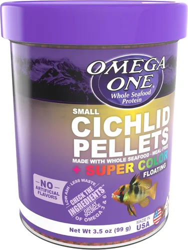 Vista 3 de Omega One Pellets flotantes estupendos del cíclido del color, gránulos pequeños de 9.8 ft m, envase de 3,5 oz