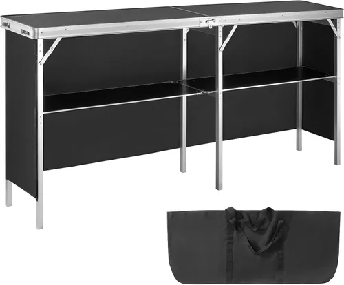 Vista 10 de VEVOR Mesa de Bar Portátil Plegable, Mesa de Podio para Ferias Comerciales para Interiores, Exteriores, Fiestas, Picnic, Exposición, Incluye Estuche