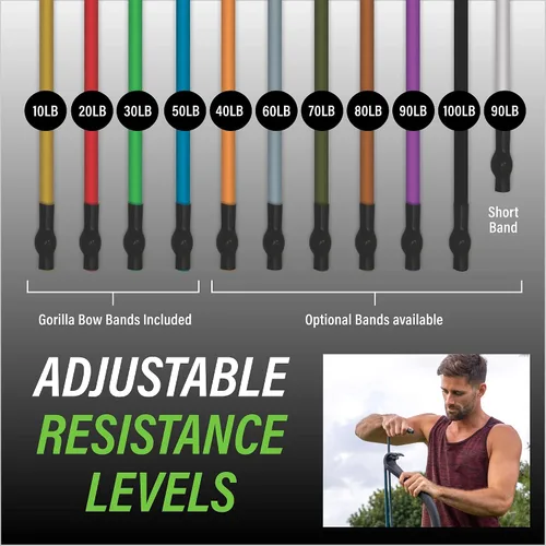 Vista 8 de Gorilla Bow Original All-in-One Portable Home Gym System, Professional-Grade Resistance Band Bar for Strength Training, HIIT & Full Body Workouts