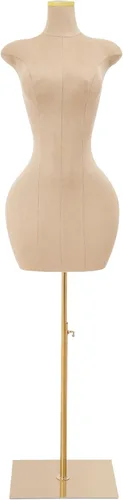 Vista 10 de Maniquí femenino torso para mujer, cuerpo de manicanequin de alta estabilidad, soporte de metal dorado para ropa, exhibición de joyas, altura