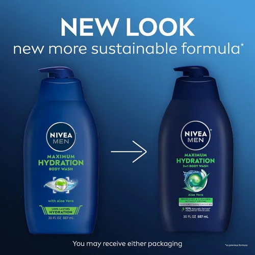 Vista 2 de Nivea Men Gel de baño de máxima hidratación para piel seca, enriquecido con aloe vera, gel de baño hidratante 3 en 1, cara y cabello, sin parabenos