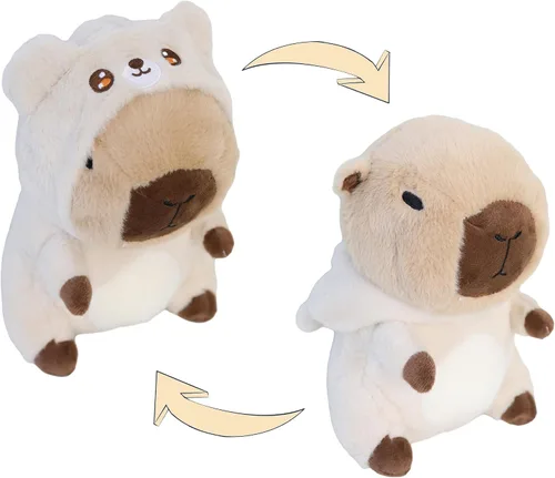 Vista 2 de Capybara - Oso de peluche Capybara con disfraz de oso beige, vestido como lindos juguetes de peluche divertidos para niños, regalo para amantes