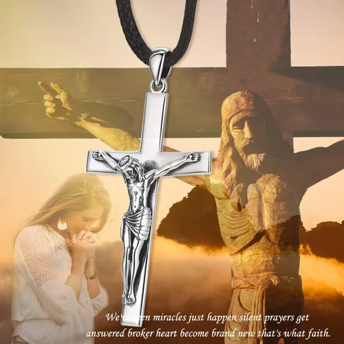 Vista 9 de Eusense Collar con colgante de San MiguelSan CristóbalSan BenitoSan JudaVirgen María MilagrosaCrucifijo de JesúsSan JoséSan Antonio para hombres