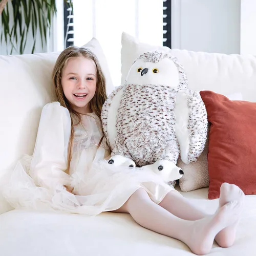 Vista 2 de IKASA Juguete de peluche gigante realista de búho nevado, 17 pulgadas, juguetes suaves y bonitos de tamaño grande, enorme peluche jumbo, regalos