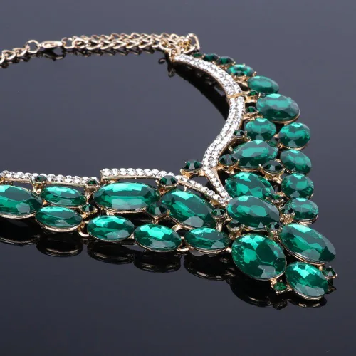 Vista 6 de Conjunto de joyería para mujer con diamantes de imitación de cristal, collar y pendientes, para vestido de novia