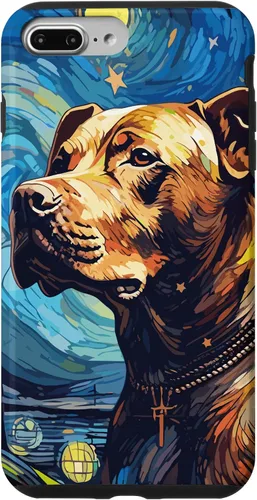 Vista 12 de Funda para iPhone 16 Pitbull Starry Night para perro, mamá, perro, papá