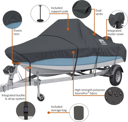 Vista 4 de Classic Accessories StormPro - Cubierta de barco para consola central de alta resistencia, se adapta a barcos de 14 a 16 pies de largo x 90 pulgadas