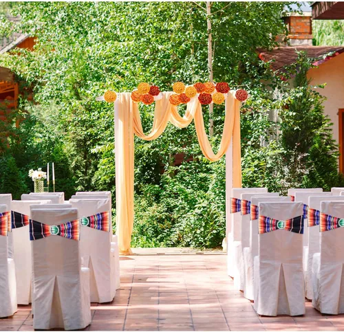Vista 6 de Newwiee 12 bandas elásticas para sillas de comedor con temática mexicana, bandas de elastano para decoración con hebilla para bodas, eventos