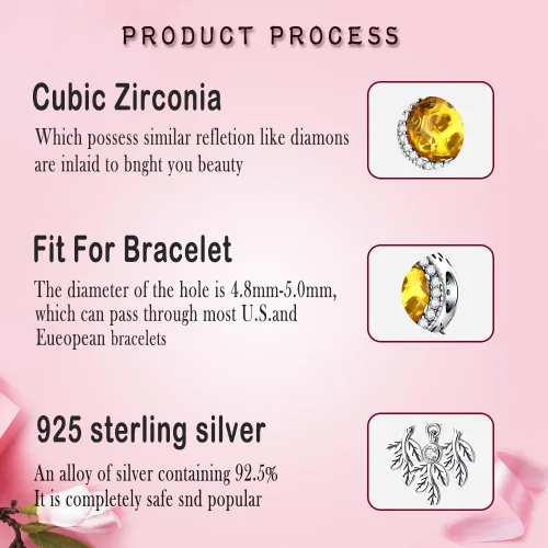 Vista 3 de LNQOBU Charms for Bracelet 925 Sterling Silver Dangle Pendant Bead Heart Shaped Round Charms for Woman Girl Bracelets and Necklaces