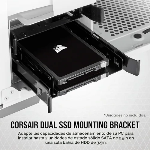 Vista 2 de Corsair Soporte de montaje dual SSD (3.5" Bahía de unidad interna a 2.5", fácil instalación) Negro