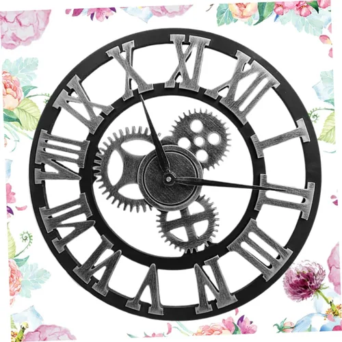 Vista 8 de DECHOUS Reloj de pared de engranajes industriales, gran reloj de pared moderno y creativo, decoración retro chic