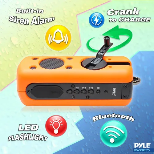 Vista 2 de Pyle Sound Box Splash - Altavoz portátil deportivo, inalámbrico, resistente al agua, compatible con Bluetooth, audio estéreo con conector de entrada