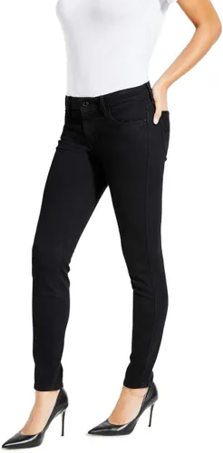 Vista 2 de GUESS Jeans ajustados elásticos de tiro medio para mujer, Negro (Overdye Black)