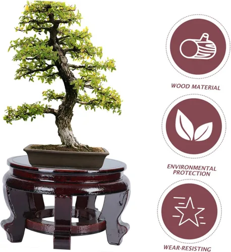 Vista 4 de DECHOUS Soporte para maceta, base de madera, jarrón redondo, juego de té, soporte de estatua de Buda, soporte de exhibición de madera versátil