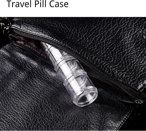 Vista 5 de Organizador de píldoras apilable, estuche de píldoras de viaje de 7 días, pastillero para bolsillo, contenedor portátil de vitaminas y medicamentos