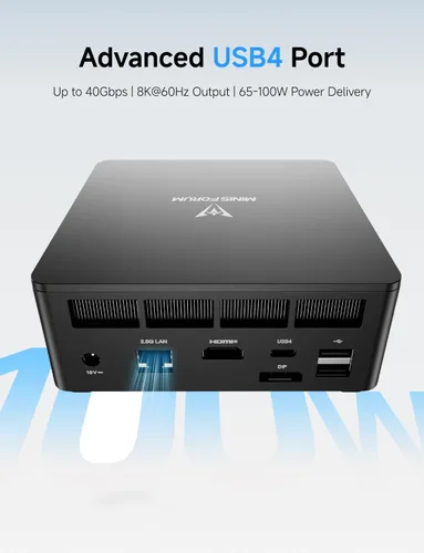 Vista 5 de MINISFORUM DeskMini UM690L Slim Mini PC AMD Ryzen 9 6900HX PC pequeña, 16 GB LPDDR5 RAM+512 GB PCIe4.0 SSD, salidas HDMI/DP/USB4, LAN 2.5G, WiFi 6E