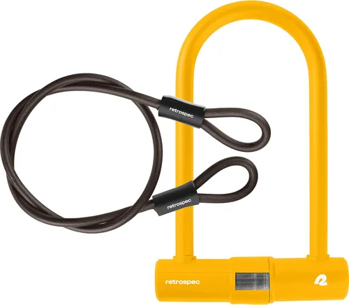 Vista 8 de Retrospec Lookout - Cerradura para bicicleta con bloqueo en U con cable de seguridad de 4 pies, cerradura de bicicleta antirrobo resistente