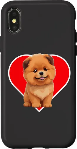 Vista 4 de iPhone 15 Cute Happy Chow Puppy Dog Cartoon Dog to Fall in Love Case